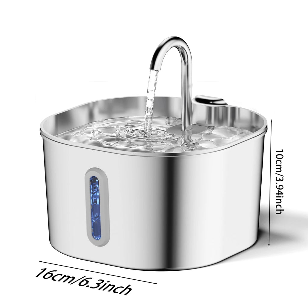 Elevate Your Pet's Hydration with the 2.2L Square Automatic Cat Water Fountain - Stainless Steel Design!