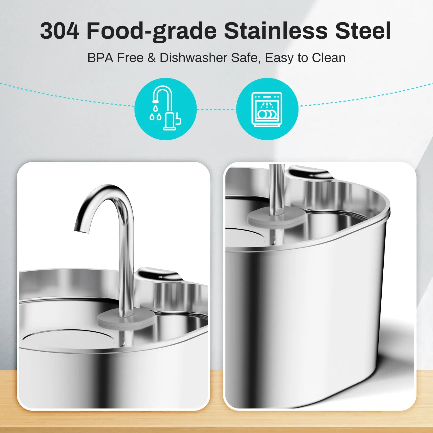 Elevate Your Pet's Hydration with the 2.2L Square Automatic Cat Water Fountain - Stainless Steel Design!