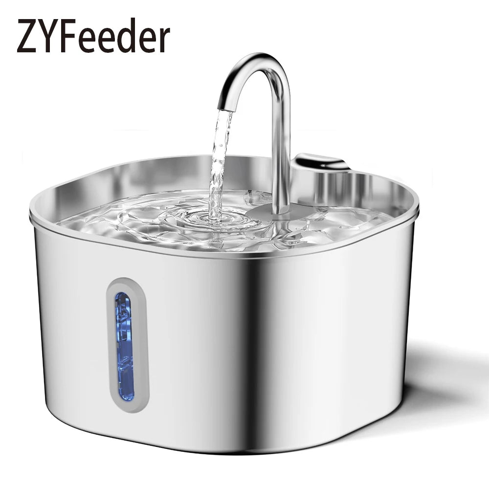 Elevate Your Pet's Hydration with the 2.2L Square Automatic Cat Water Fountain - Stainless Steel Design!
