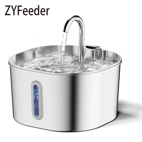 Elevate Your Pet's Hydration with the 2.2L Square Automatic Cat Water Fountain - Stainless Steel Design!